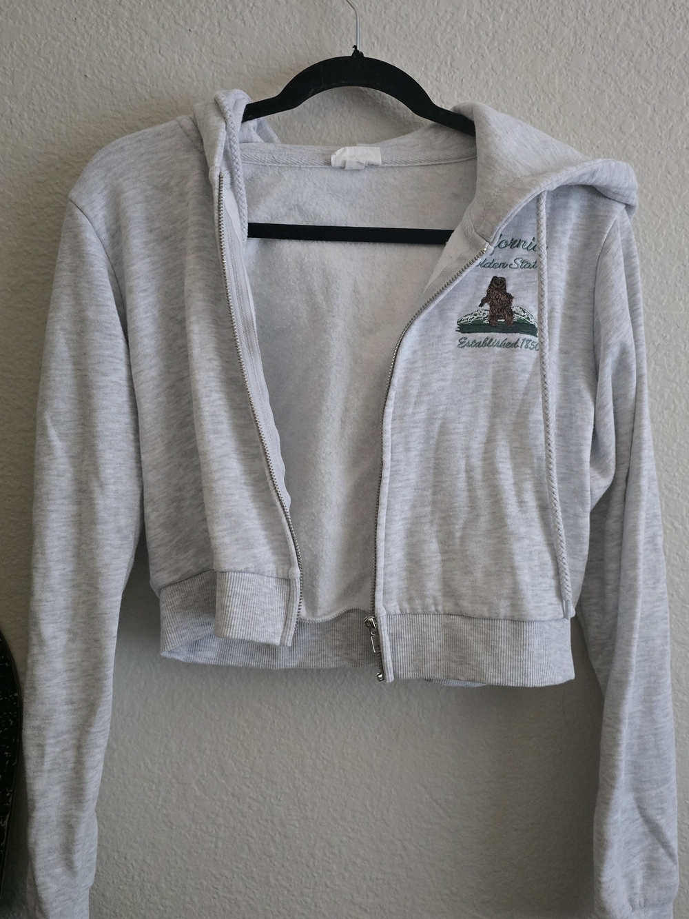 Reflex Light Gray Cropped Zip-Up Bomber Hoodie